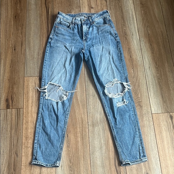 American Eagle Outfitters Women's High Rise Distressed Jeans - Blue - Picture 2 of 8